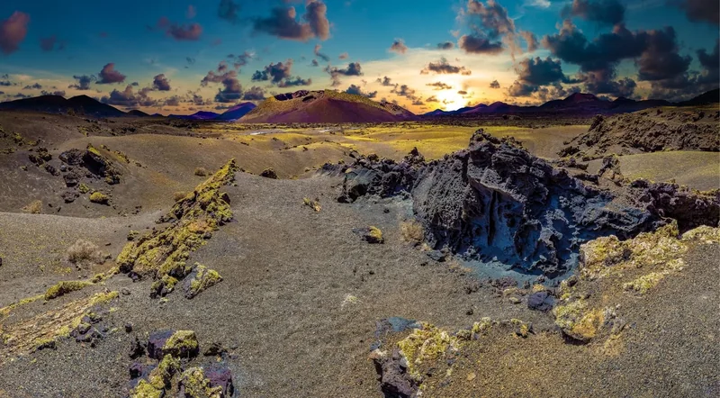 Lava fields and volcanic cones in Timanfaya, Lanzarote