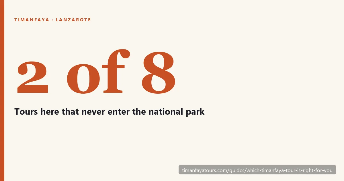 Two of the eight Timanfaya tours compared here never enter the national park